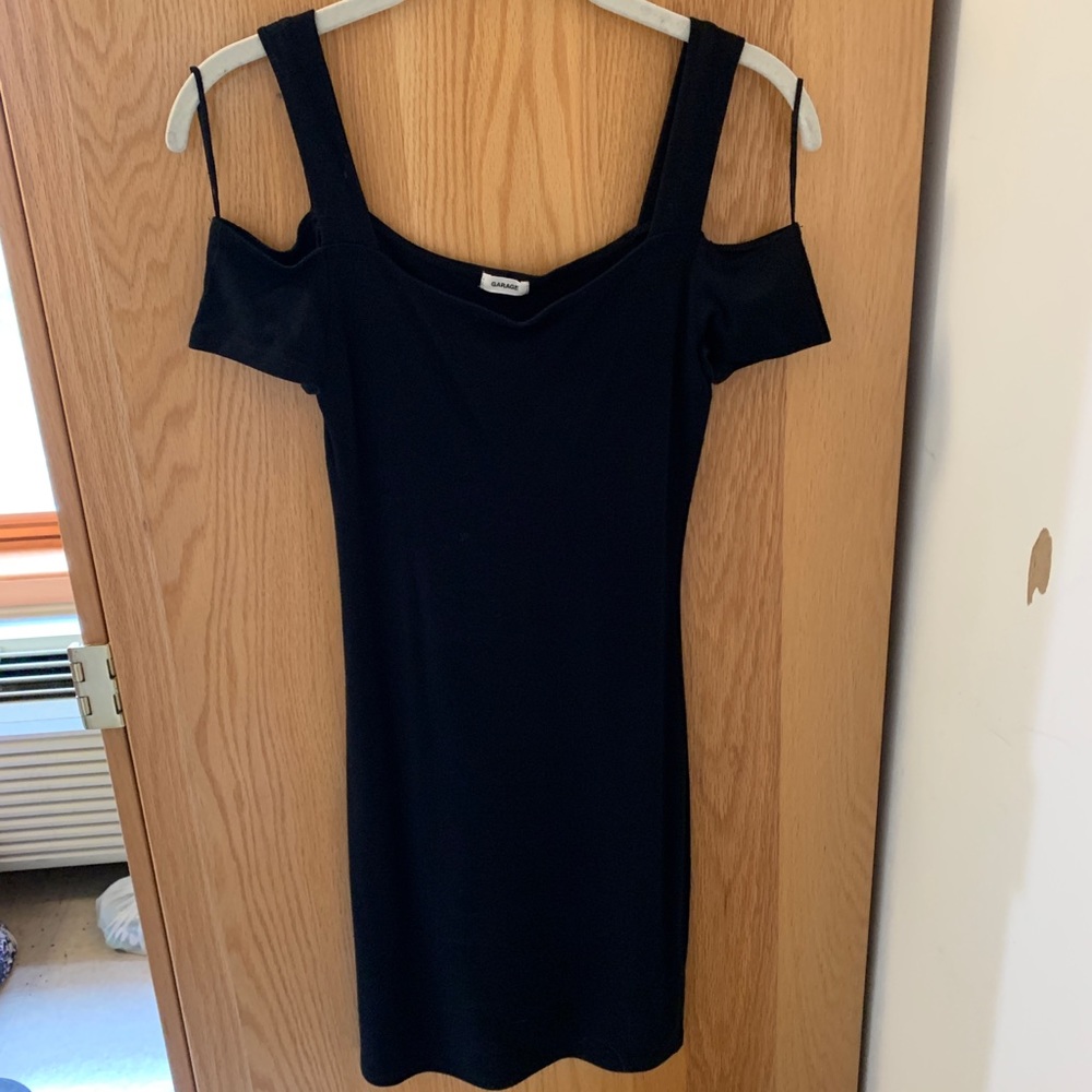 Garage cold shoulder bodycon mini black dress